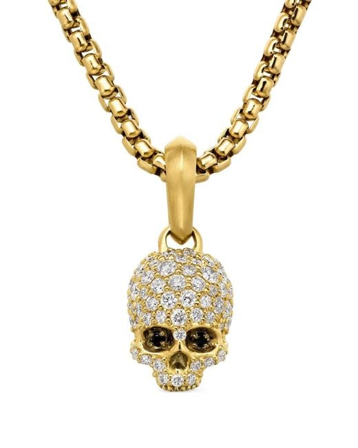 David Yurman Metallic 18Kt Memento Mori Skull Diamond Amulet for men