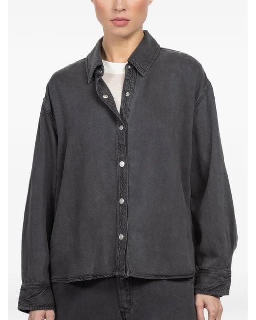 Xirena Gray Collared Buttoned Top