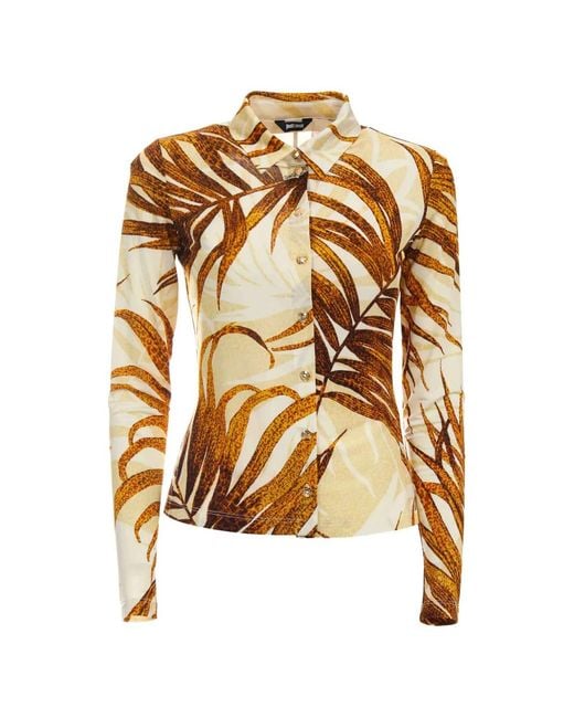 Just Cavalli Metallic Leaf-Print Shirt
