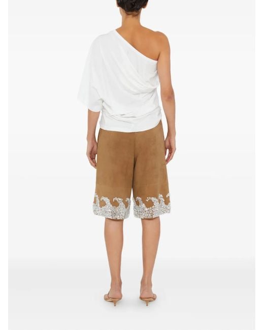 Christopher Esber White One-Shoulder Draped T-Shirt