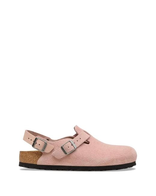 Birkenstock Pink Tokio Buckle-Fastening Suede Mules