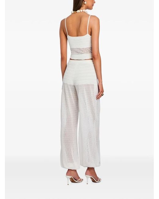 retroféte White Devyn Pointelle-Knit Trousers