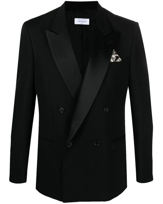 Off-White c/o Virgil Abloh Black Off- Satin-Lined Virgin-Wool Tuxedo Jacket for men