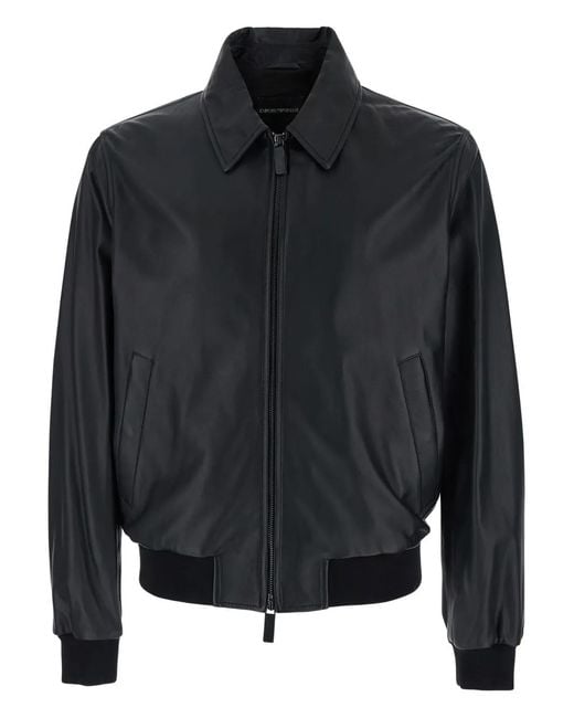 Emporio Armani Black Jacket With Classic Collar for men