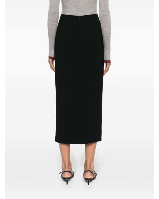 Self-Portrait Black Crepe Midi Skirt
