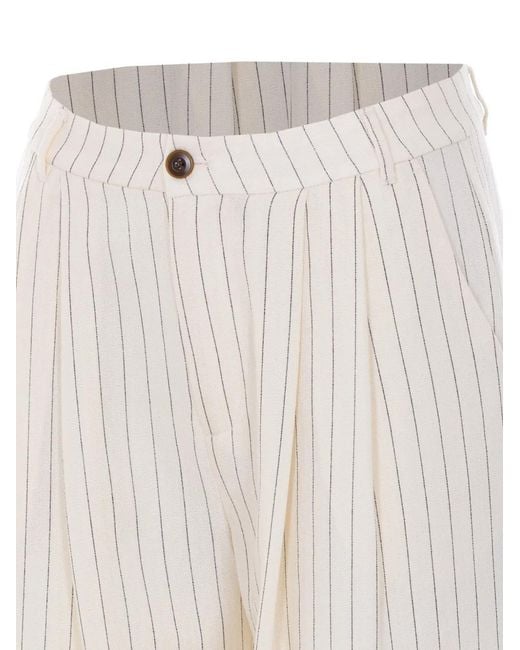 Elle White Striped Flared Trousers