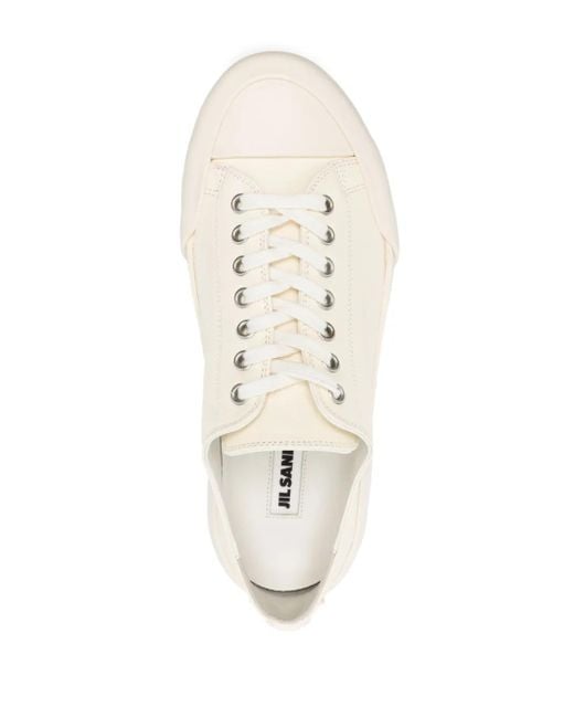 Jil Sander White Lace-Up Low-Top Sneakers