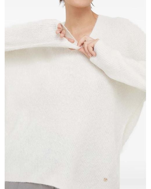 Mos Mosh White Thora V-Neck Sweater
