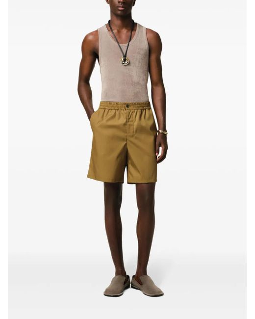 AMI Green Logo-Plaque Shorts for men