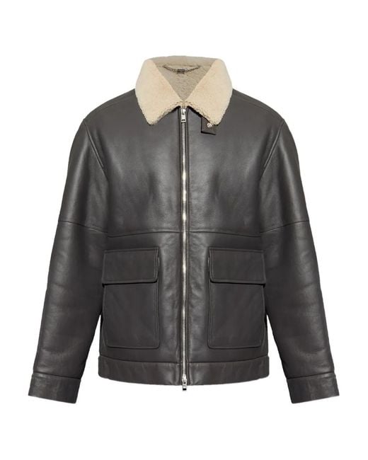 Maison Kitsuné Gray Shearling-Collar Jacket for men