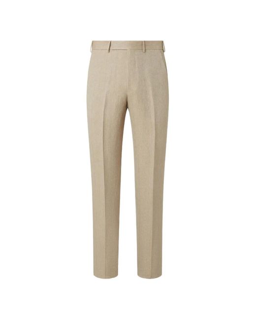 Zegna Natural Oasi Herringbone Tailored Trousers for men