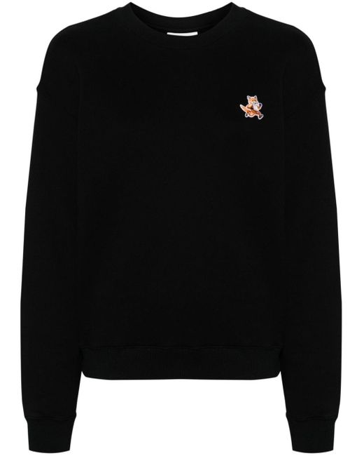 Maison Kitsuné Black Sweatshirt mit Fox-Applikation