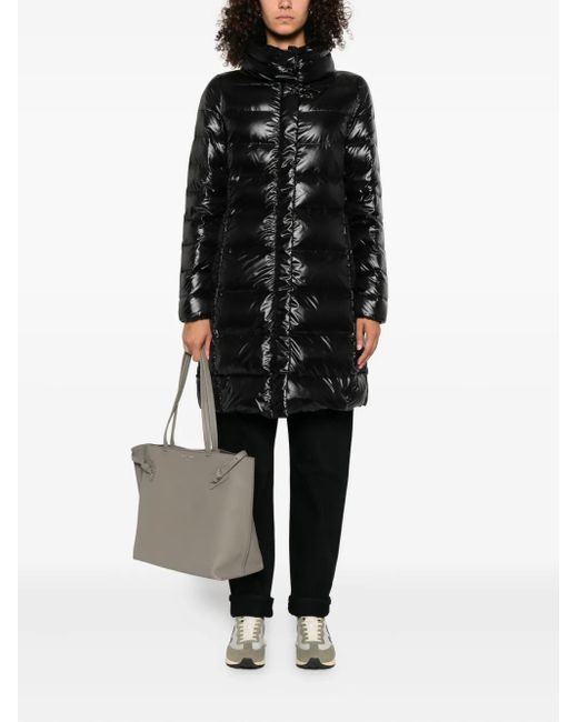 Fay Black Quilted Stand-Collar Coat