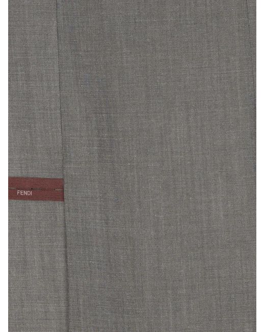 Fendi Gray Straight Midi Skirt