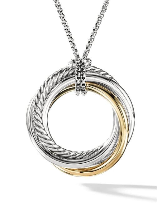 Collar Crossover de 37 mm en oro amarillo de 14 ct y plata de ley con colgante David Yurman de color Metallic