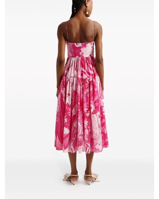 Erdem Pink Floral-print Cotton Dress