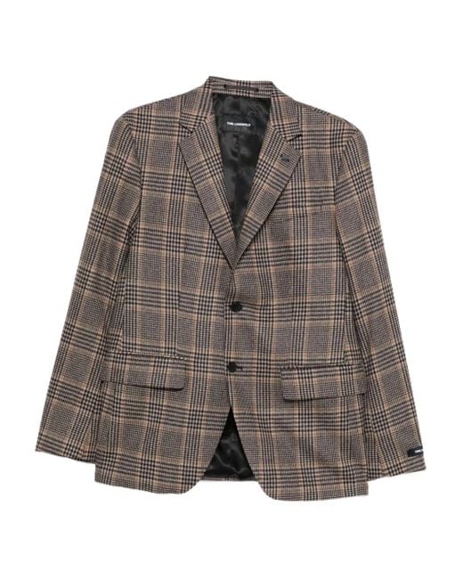Karl Lagerfeld Brown Checked Wool Jacket for men