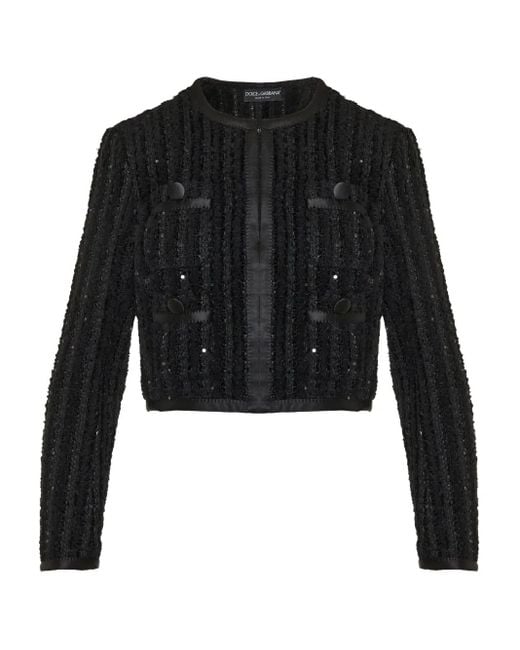 Dolce & Gabbana スパンコール ツイードジャケット Black