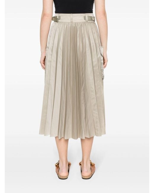 Sacai Natural Pleated Wrap Midi Skirt