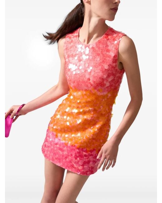 Abito Corto Con Paillettes di Carolina Herrera in Orange