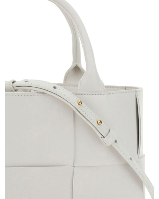 Bottega Veneta White Mini Arco Leather Tote Bag