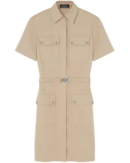 Versace Natural Cargo Gabardine Mini Shirt Dress
