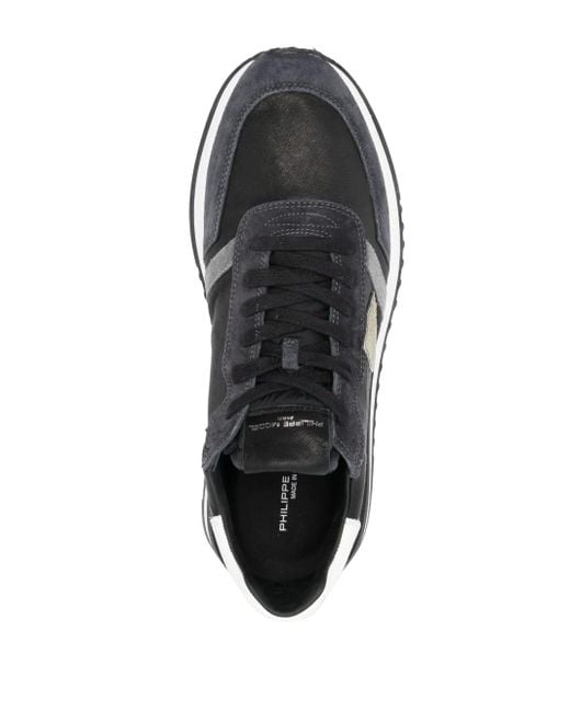 Philippe Model Black Tropez Calfskin Leather Sneakers With Logo for men