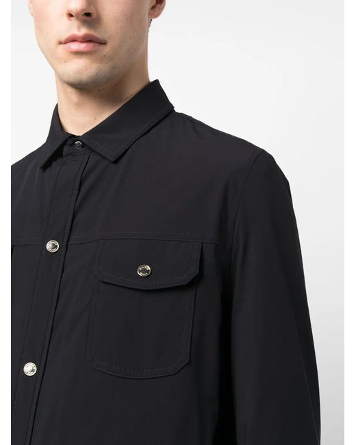 Moorer Black Press-Stud Fastening Shirt Jacket for men