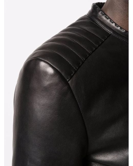 Philipp Plein Black Iconic Plein Leather Jacket for men