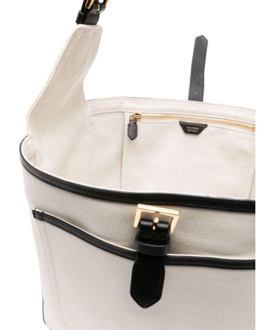 Tom Ford White Logo-patch Canvas Tote Bag for men