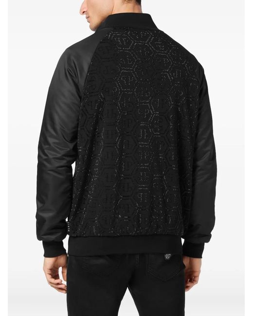 Philipp Plein Black Logo-Patch Jacket for men
