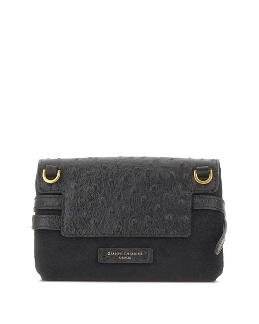 Gianni Chiarini Gray Belty Ostrich-Effect Mini Bag