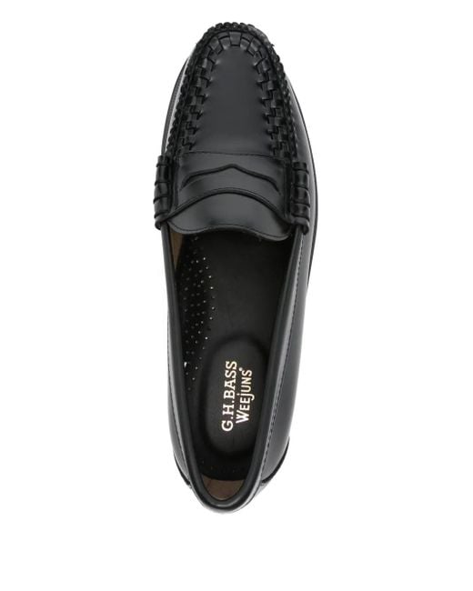 G.H.BASS Black Woven-Front Leather Loafers for men