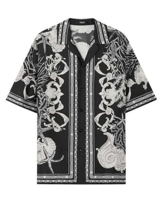Versace Black Barocco Sea Silk Shirt for men