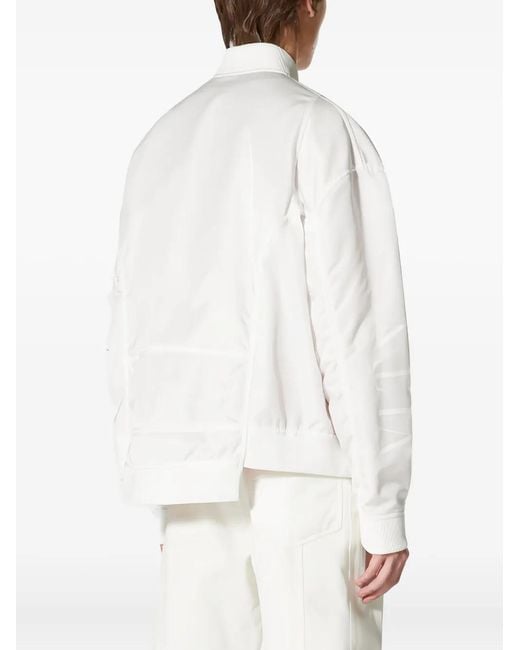 Valentino Garavani White Panelled Zip-Front Bomber Jacket for men