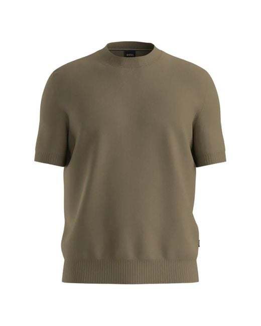 Boss Green Ribbed Short-Sleeve T-Shirt for men