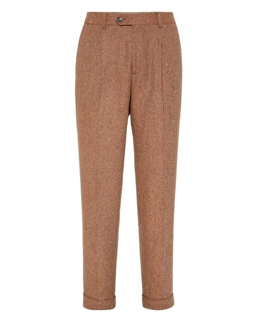 Brunello Cucinelli Brown Button-Fastening Trousers for men
