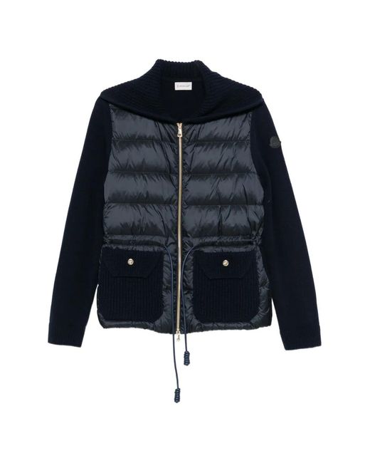 Moncler Blue Padded Panelled Cardigan
