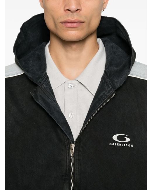 Balenciaga Black Logo-Detail Denim Jacket for men