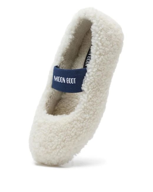 Moon Boot White Shearling Ballerinas