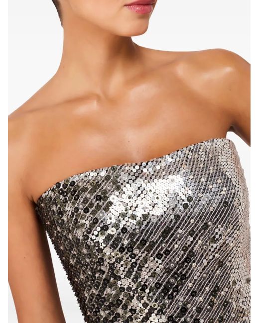 Jenny Packham スパンコール ストラップレス ドレス Metallic