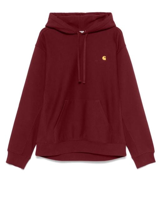 Carhartt Red Cotton Sweatshirt With Logo Embroidery for men