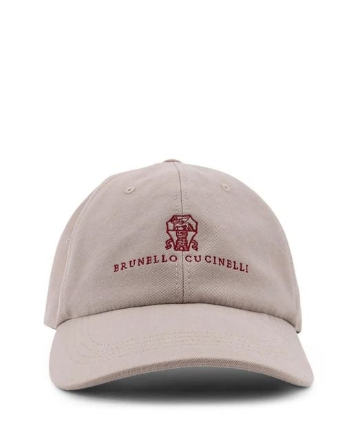 Brunello Cucinelli Gray Logo Baseball Hat for men