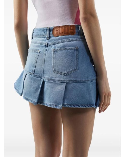 Gcds Blue Pleated Mini Skirt