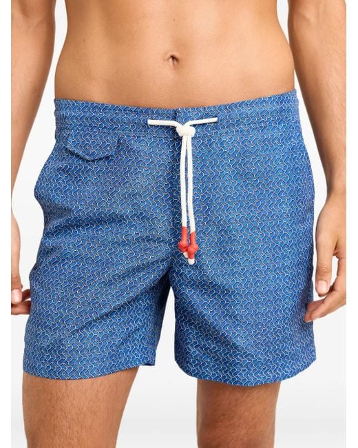 Orlebar Brown Blue Drawstring Patterned Swim Shorts for men