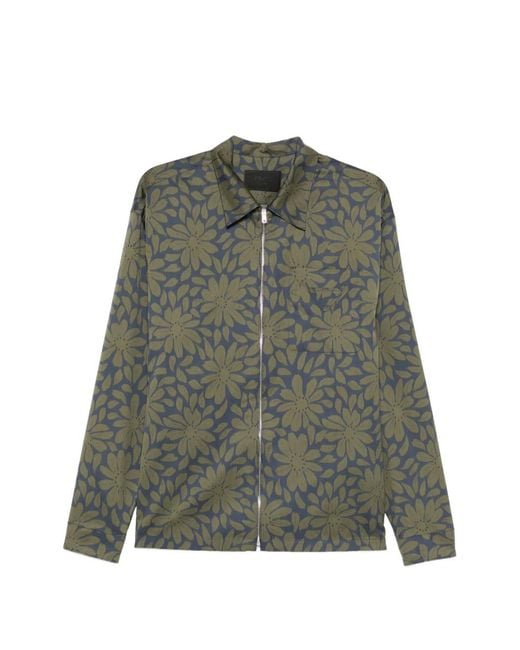 Prada Green Floral Zipped Shirt for men