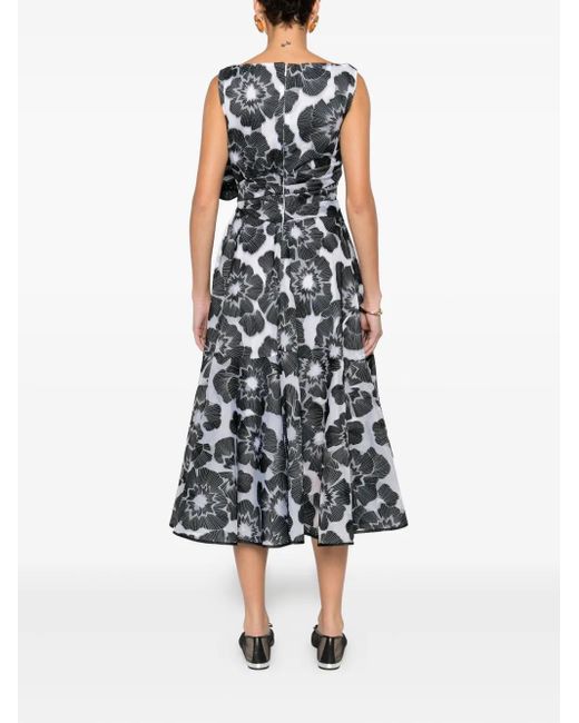 Talbot Runhof White Floral-Print Knot Dress