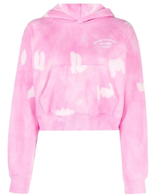 Sporty & Rich Pink Wellness Tie-Dye Cotton Hoodie