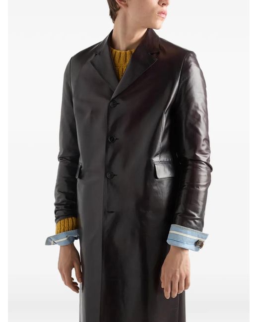 Abrigo Con Botones Prada de hombre de color Black