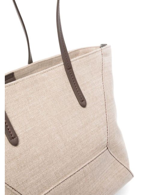 Brunello Cucinelli Natural Monili Chain-detail Cotton Linen Tote Bag